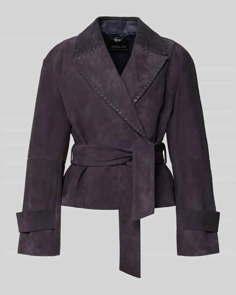 Marc Cain Lederjacke mit Bindegürtel Taupe