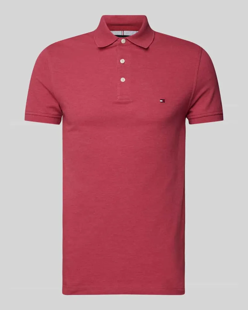 Tommy Hilfiger Slim Fit Poloshirt mit Label-Stitching Hellrot