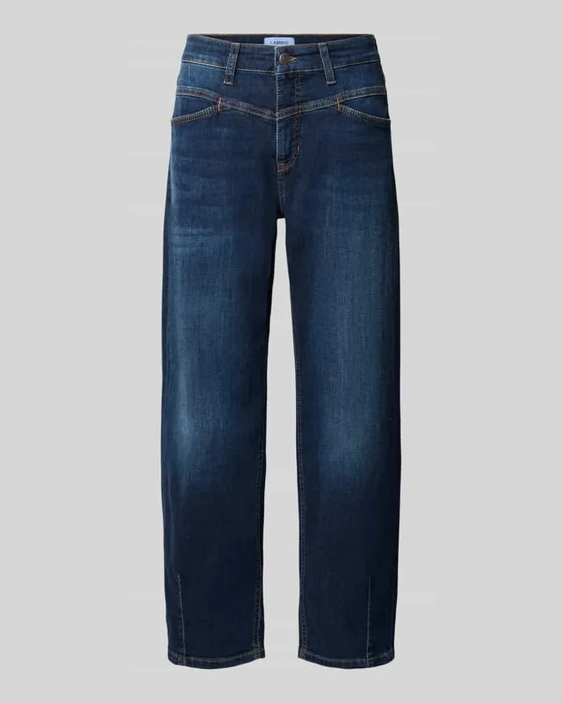 Cambio Regular Fit Barrel Jeans mit Used-Waschung Modell 'ELIN Dunkelblau