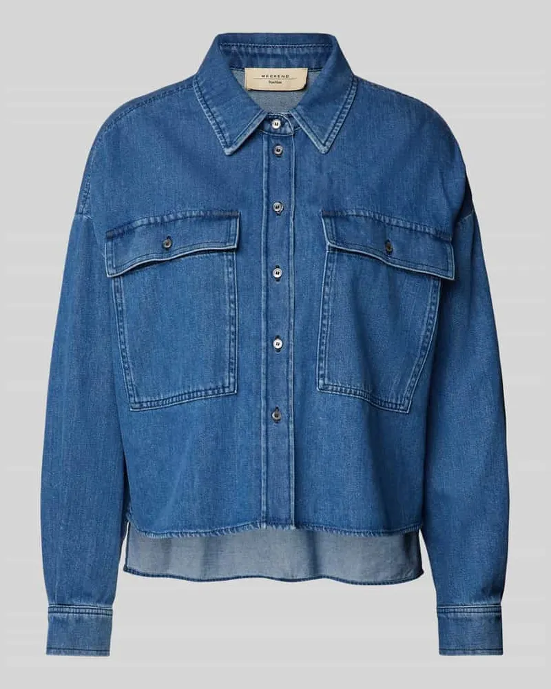 Max Mara Regular Fit Jeansbluse mit Umlegekragen Modell 'ZEMIRA Blau