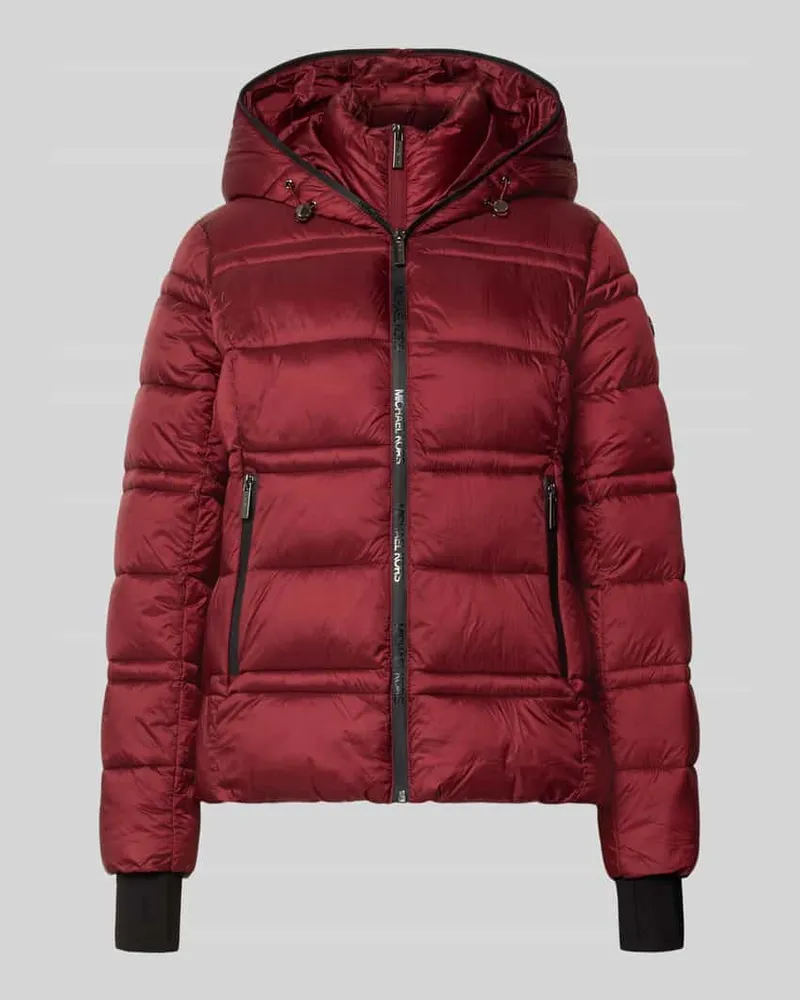 Michael Kors Steppjacke mit Kapuze und Reißverschlusstaschen Bordeaux