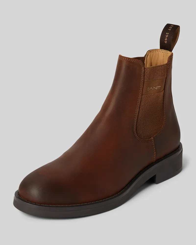 Gant Chelsea Boots aus Leder mit Label-Detail Modell 'Prepdale Mittelbraun