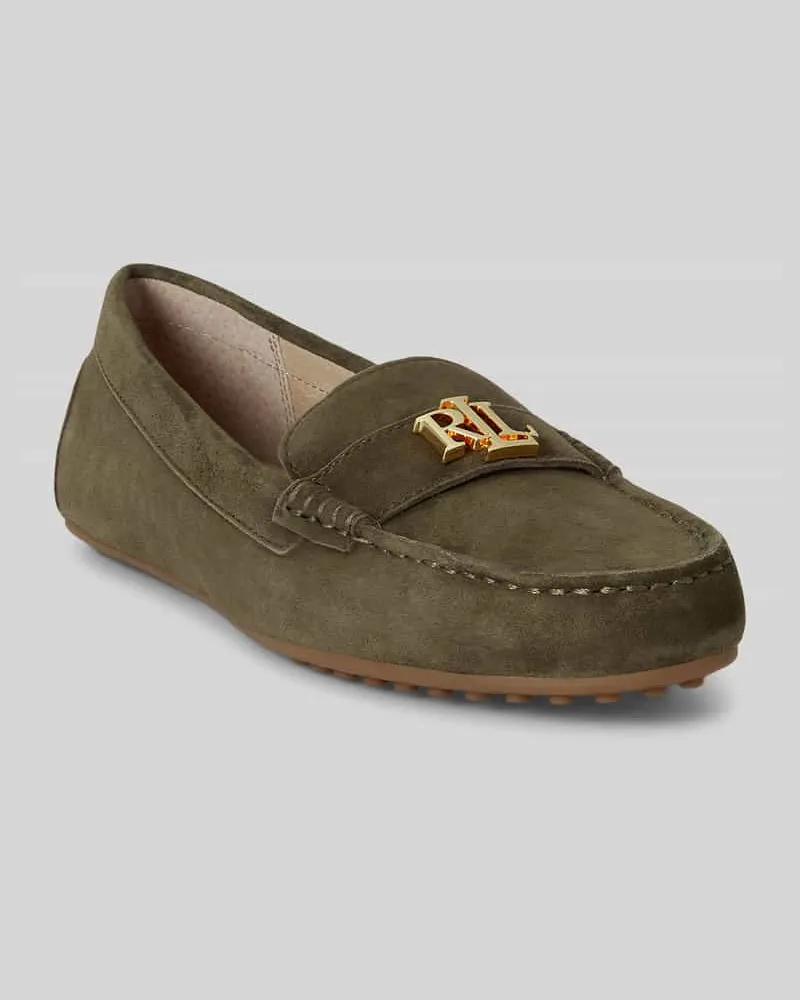 Ralph Lauren Slipper aus echtem Veloursleder Dunkelgruen