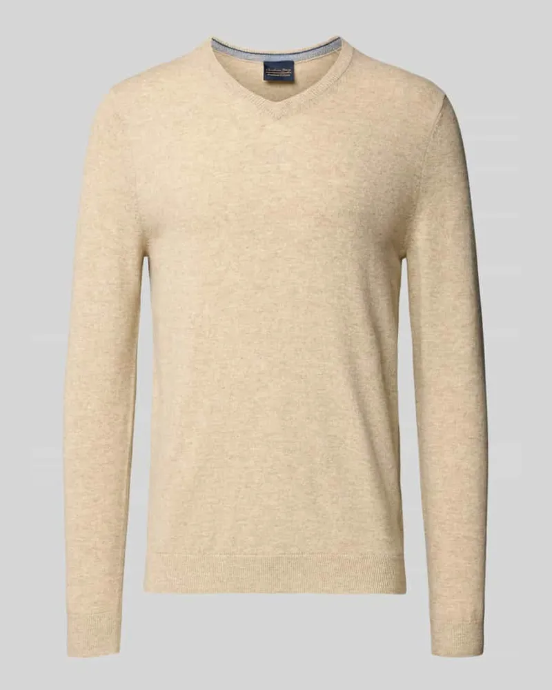 Christian Berg Kaschmirpullover mit V-Ausschnitt Camel