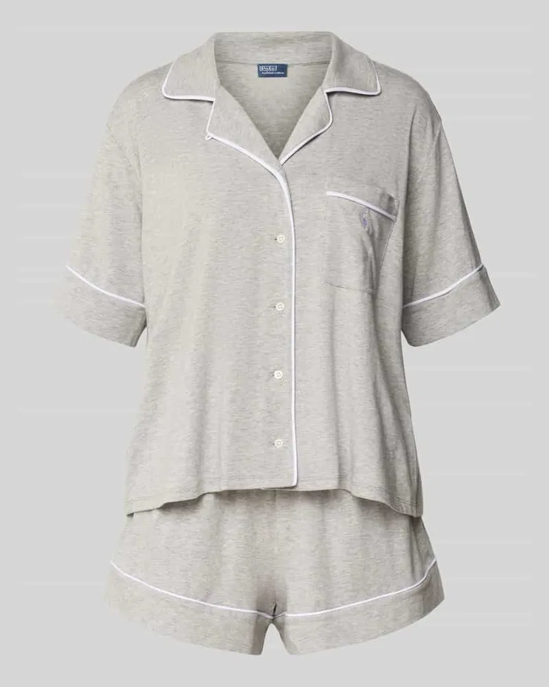 Ralph Lauren Pyjama mit Logo-Stitchings Modell 'POLO ESSENTIALS Hellgrau