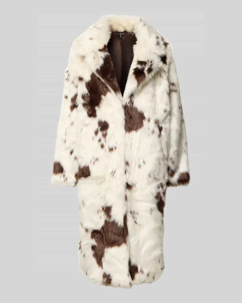Vero Moda Regular Fit Webpelzmantel mit Allover-Muster Modell 'CRYSTAL Ecru