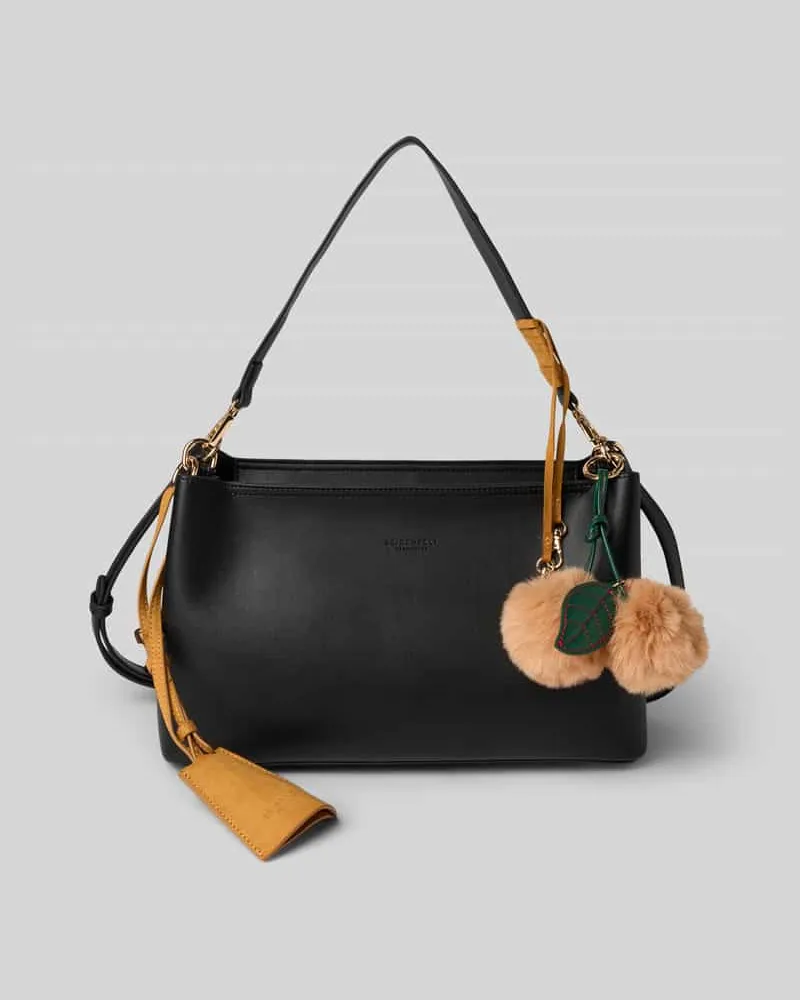 SEIDENFELT Handtasche mit Anhänger Modell 'Lyby Black