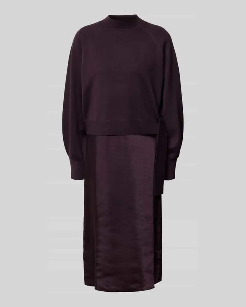 HUGO BOSS Körpernahes Freizeitkleid aus Schurwoll-Kaschmir-Mix Modell 'FIALINA Aubergine