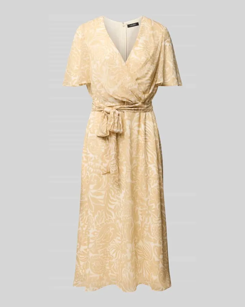Ralph Lauren Knielanges Wickelkleid mit V-Ausschnitt Modell 'FILSEE Sand