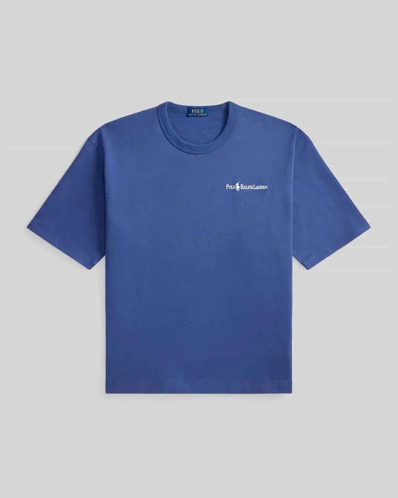 Ralph Lauren Relaxed Fit T-Shirt aus reiner Baumwolle Rauchblau