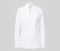 Regular Fit Hemdbluse mit Stehkragen und V-Ausschnitt