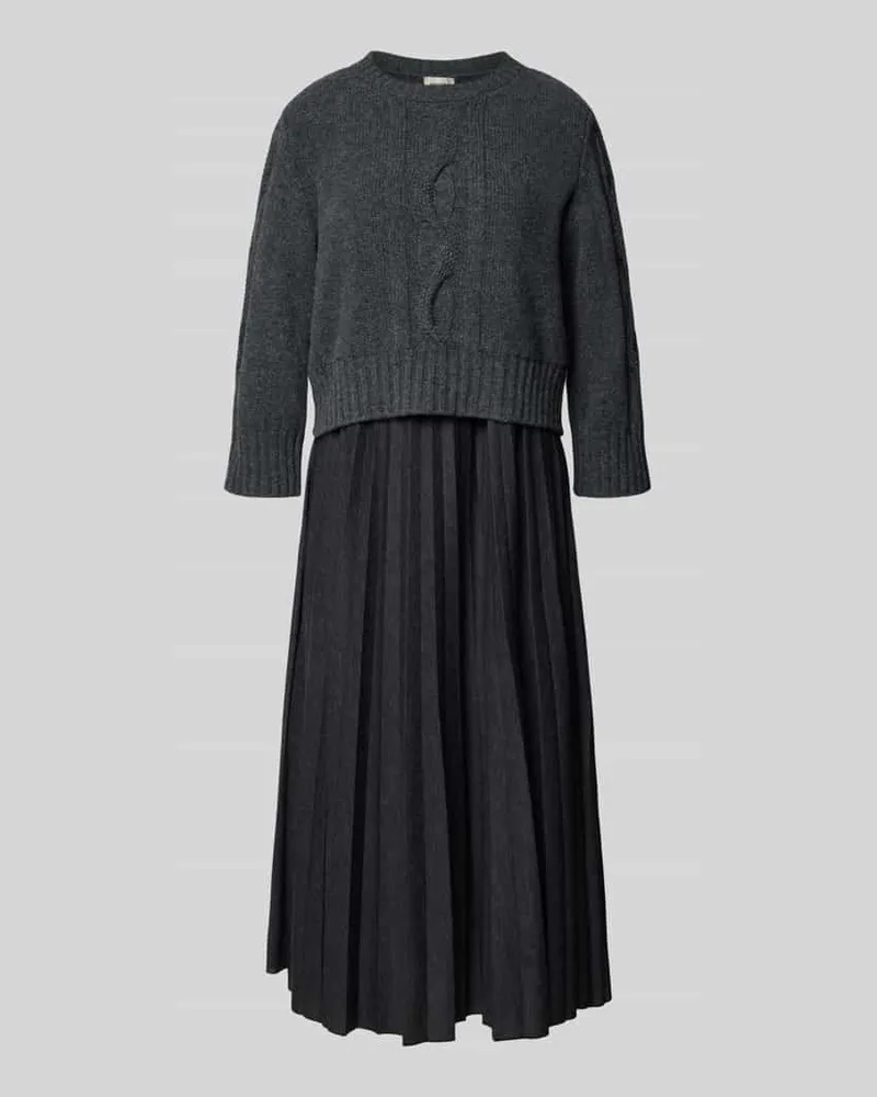 Max Mara A-Linien Freizeitkleid in Plissee-Optik Anthrazit