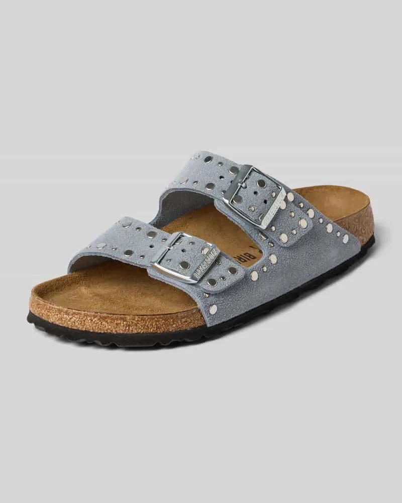 Birkenstock Hausschuhe aus echtem Leder Modell 'Arizona Hellgrau