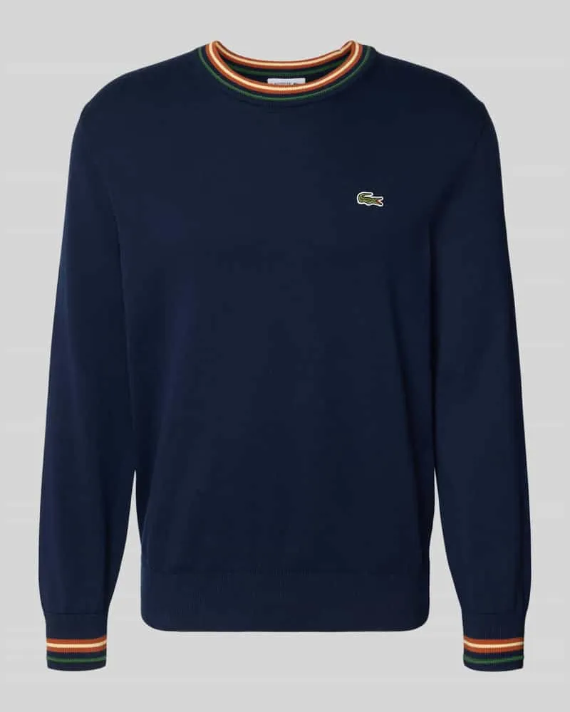 Lacoste Regular Fit Strickpullover aus reiner Baumwolle Dunkelblau