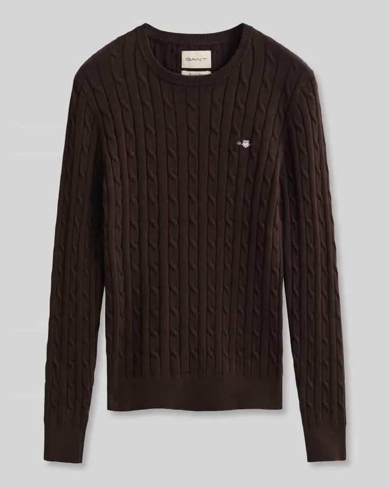 Gant Regular Fit Pullover aus Baumwoll-Mix mit Logo-Stitching Mittelbraun