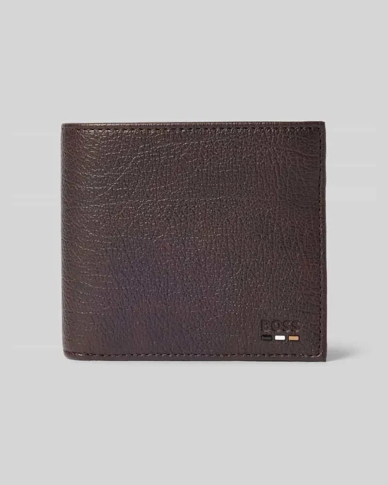 HUGO BOSS Portemonnaie aus Rindsnappa mit Münzfach Dunkelbraun
