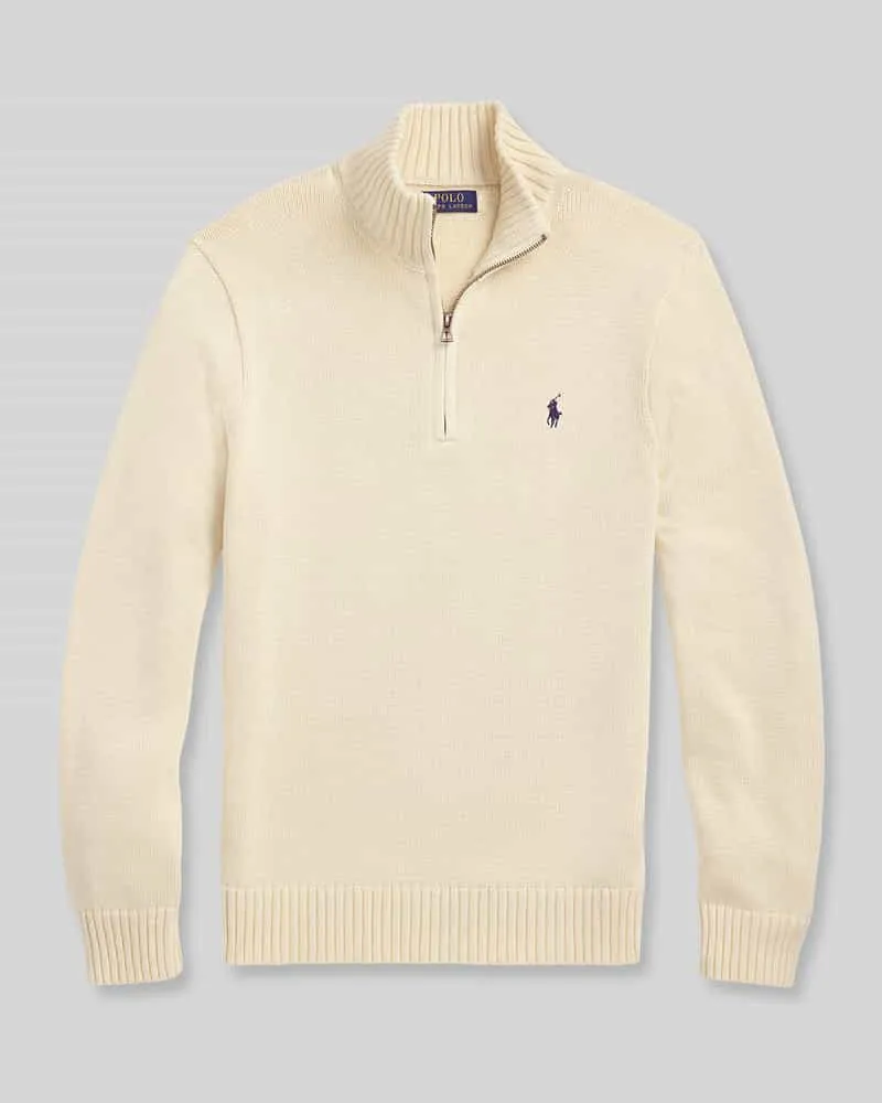 Ralph Lauren Regular Fit Troyer aus reiner Baumwolle Offwhite
