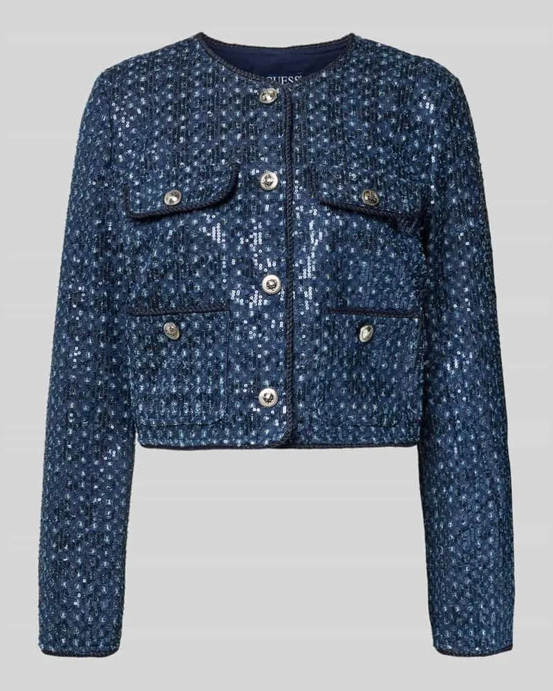 Guess Blazer mit Rundhalsausschnitt Modell 'ELISA Jeansblau