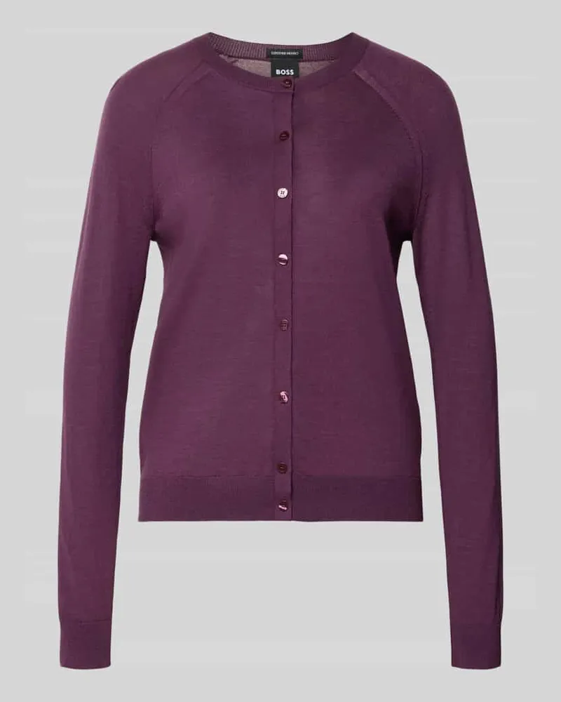 HUGO BOSS Cardigan aus Wolle mit Label-Detail Lila