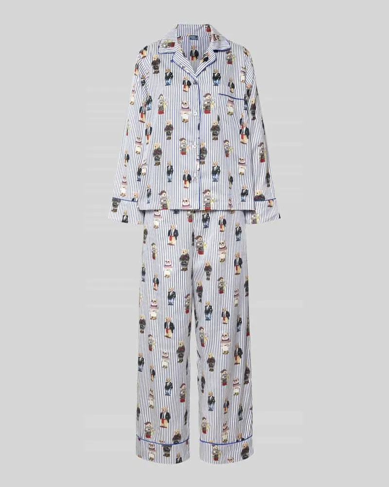 Ralph Lauren Pyjama mit Reverskragen Blau