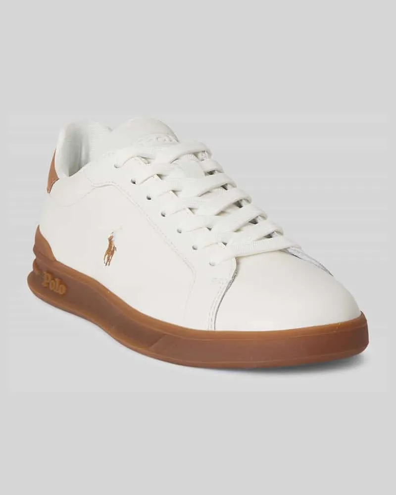 Ralph Lauren Low Top Sneaker aus echtem Rindsleder Weiss
