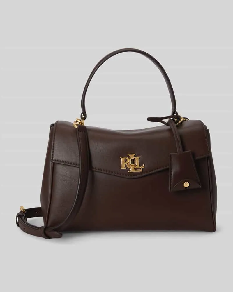 Ralph Lauren Henkeltasche aus echtem Leder mit abnehmbaren Schulterriemen Dunkelbraun