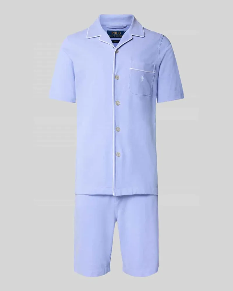 Ralph Lauren Regular Fit Pyjama aus reiner Baumwolle Hellblau