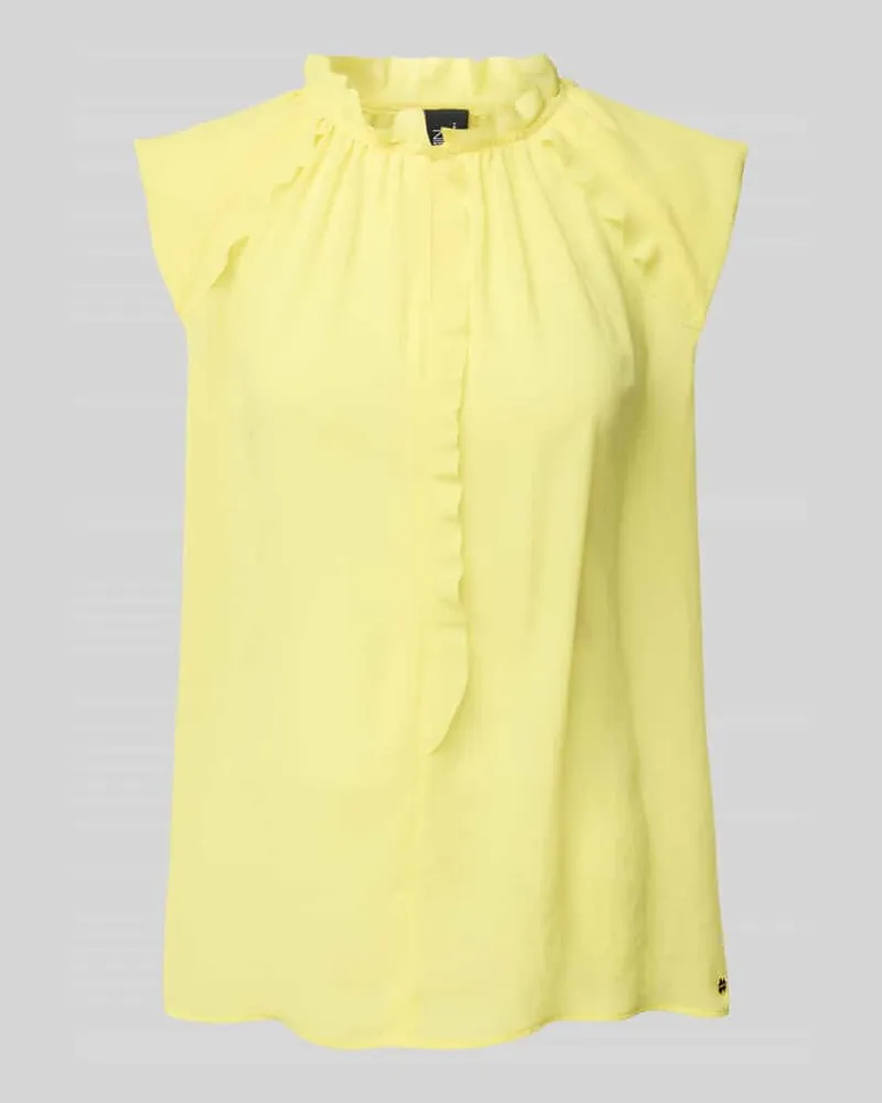 Marc Cain Regular Fit Blusentop mit Rüschen Hellgelb
