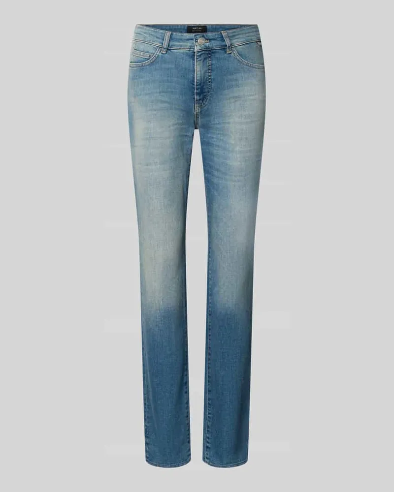 Marc Cain High Waist Slim Fit Jeans mit Label-Patch Jeansblau