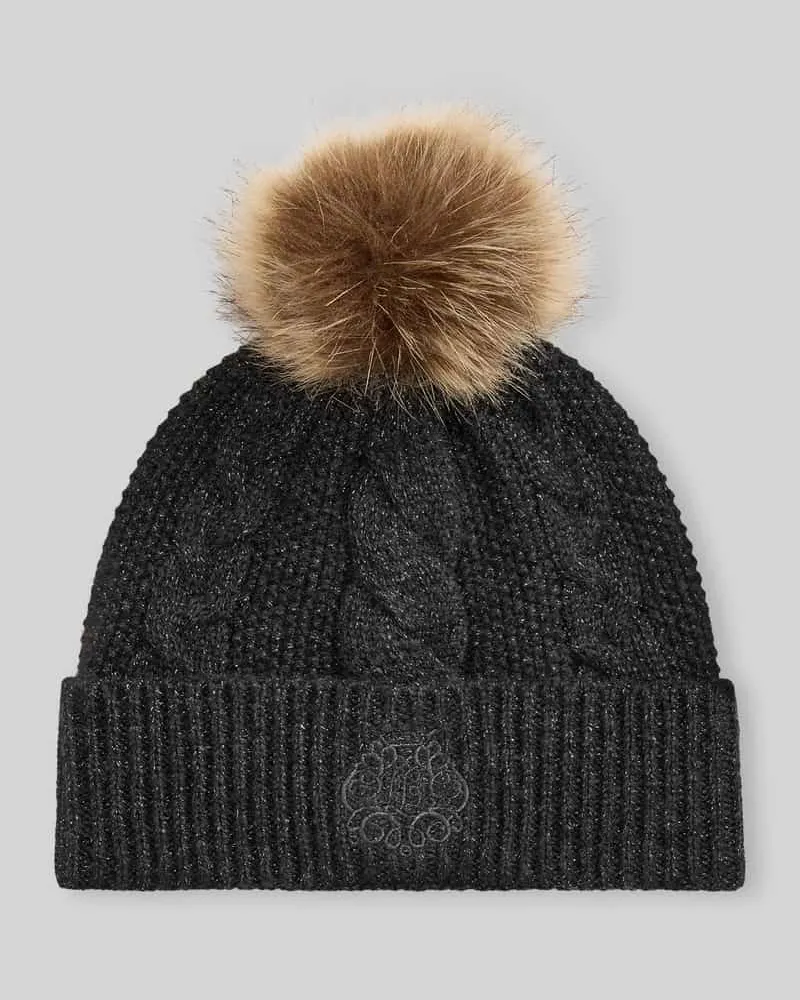 Ralph Lauren Mütze mit Fellbommel Dunkelgrau