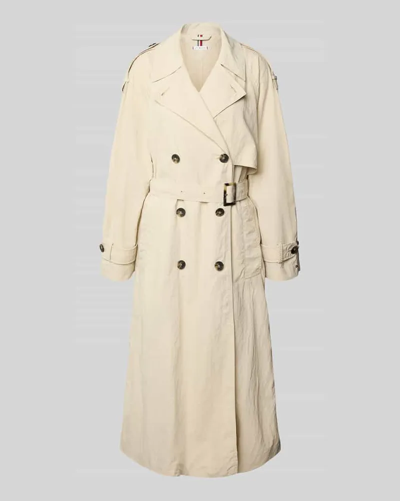 Tommy Hilfiger Regular Fit Trenchcoat mit Reverskragen Ecru