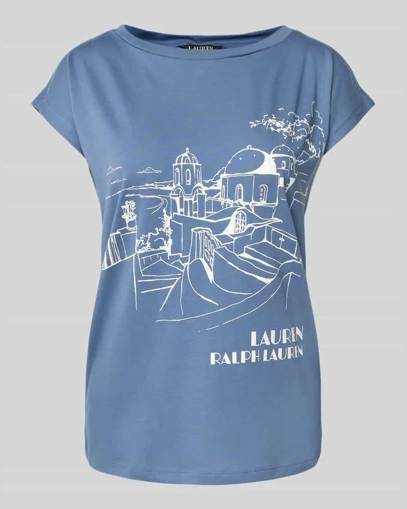 Ralph Lauren T-Shirt mit Label-Print Modell 'GRIETA Hellblau