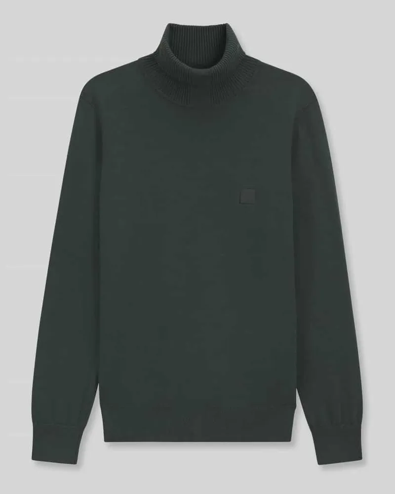 HUGO BOSS Rollkragenpullover mit Logo-Patch aus Kaschmir Khaki