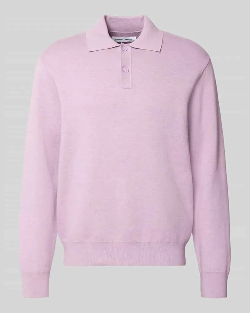 Samsøe & Samsøe Regular Fit Poloshirt aus Baumwoll-Mix Modell 'Sanino Purple