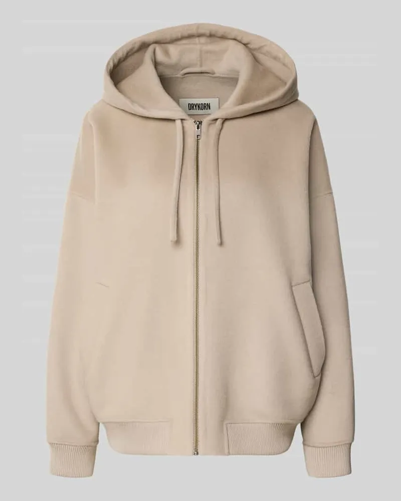 Drykorn Oversized Sweatjacke mit Kapuze Modell 'DUNSTONE Sand
