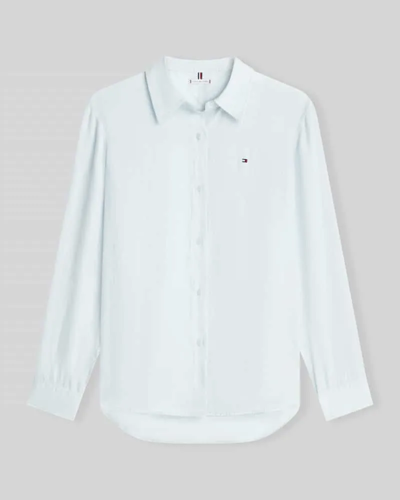 Tommy Hilfiger Relaxed Fit Langarmbluse aus reinem Leinen Hellblau