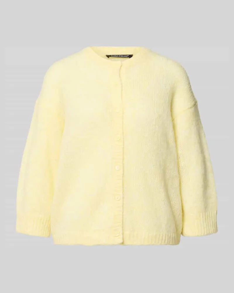 Luisa Cerano Cardigan mit Rundhalsausschnitt und Knopfleiste Hellgelb