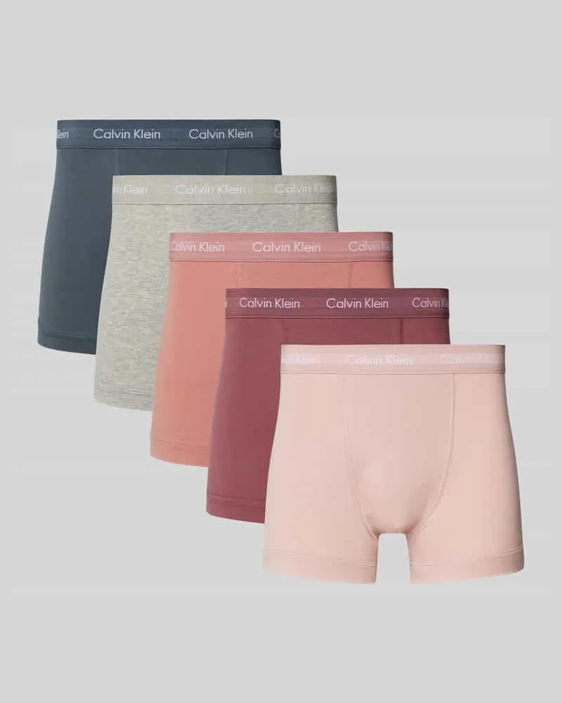 Calvin Klein Trunks mit elastischem Label-Bund im 5er-Pack Hellgrau