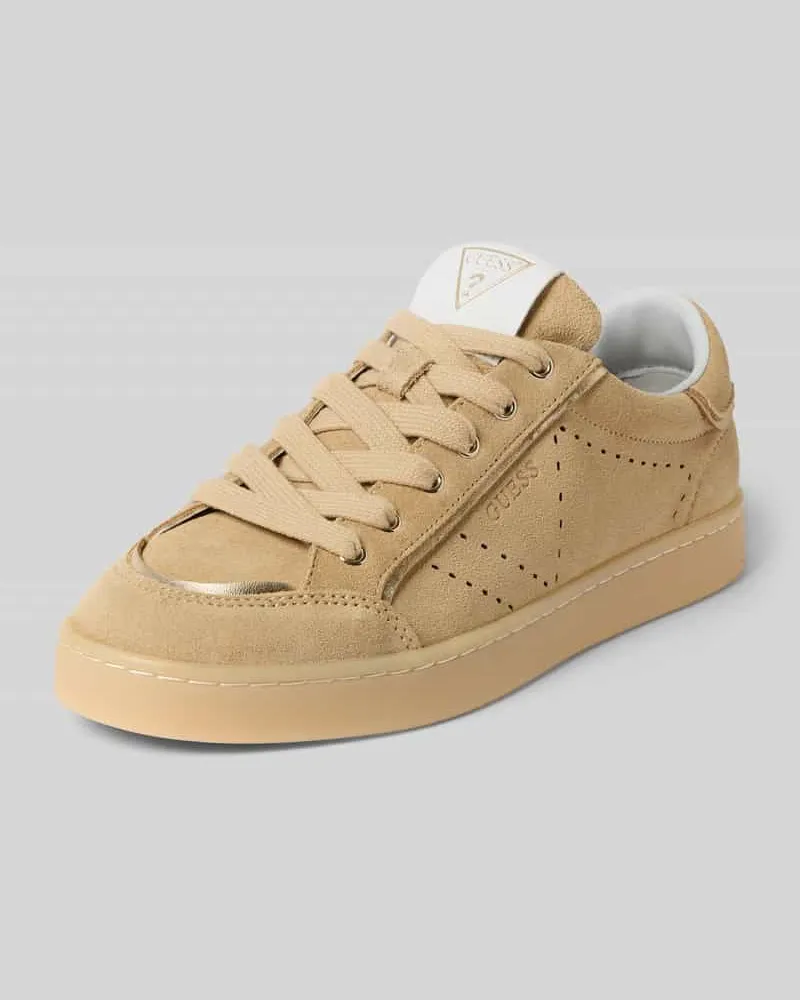 Guess Sneaker aus Leder-Mix mit Logo-Prägung Modell 'Hell Beige