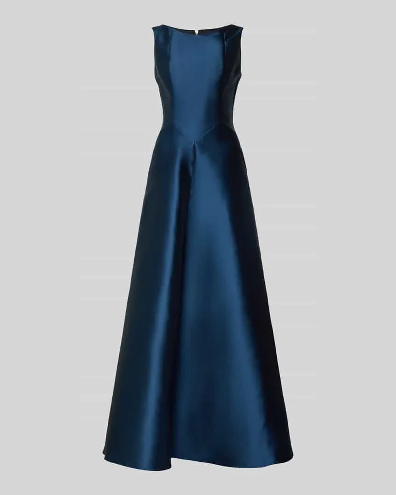 Swing Abendkleid aus Satin mit Rundhalsausschnitt Marine