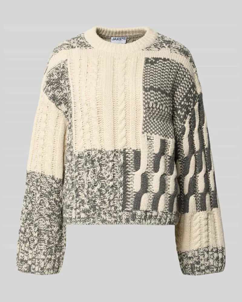 JAKE*S Strickpullover mit überschnittenen Schultern Ecru