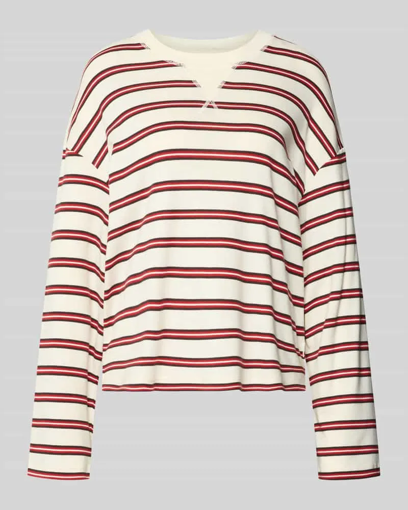 Closed Relaxed Fit Longsleeve aus Baumwoll-Mix mit Streifenmuster Offwhite
