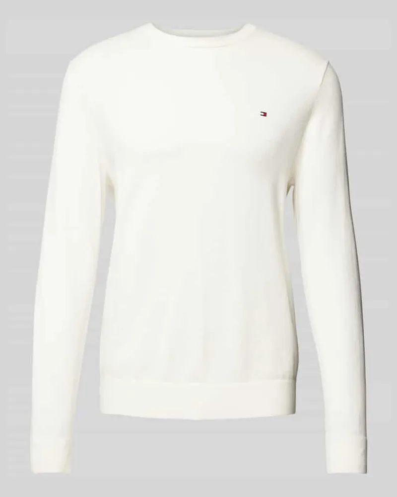 Tommy Hilfiger Regular Fit Strickpullover aus Baumwoll-Kaschmir-Mix Modell 'PIMA Offwhite