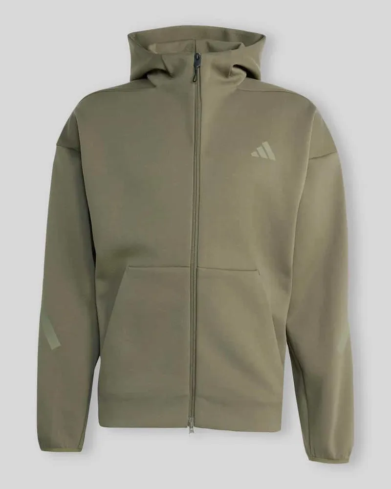 adidas Regular Fit Sweatjacke mit Baumwoll-Anteil Oliv