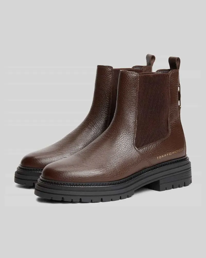 Tommy Hilfiger Chelsea-Boots aus Leder Dunkelbraun
