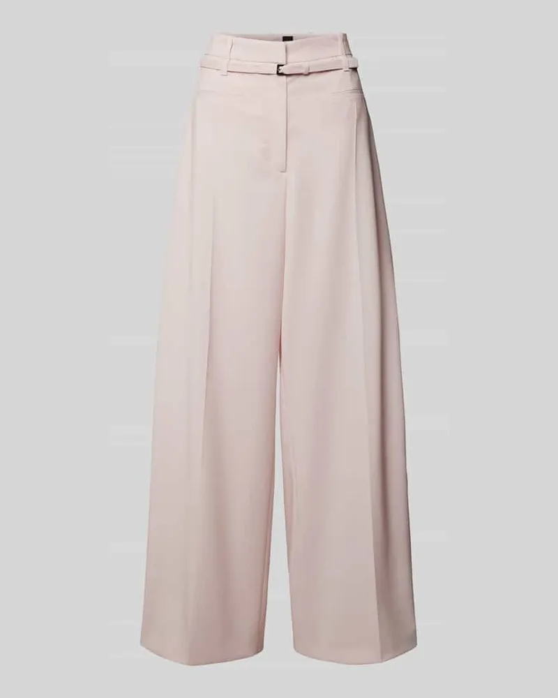 HUGO BOSS Wide Leg Stoffhose mit Bügelfalten Hellrosa
