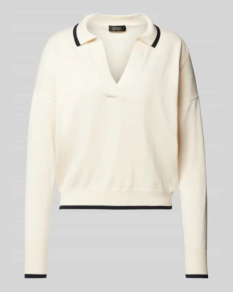 Ralph Lauren Strickpullover mit gerippten Abschlüssen Modell 'FLORRIE Offwhite