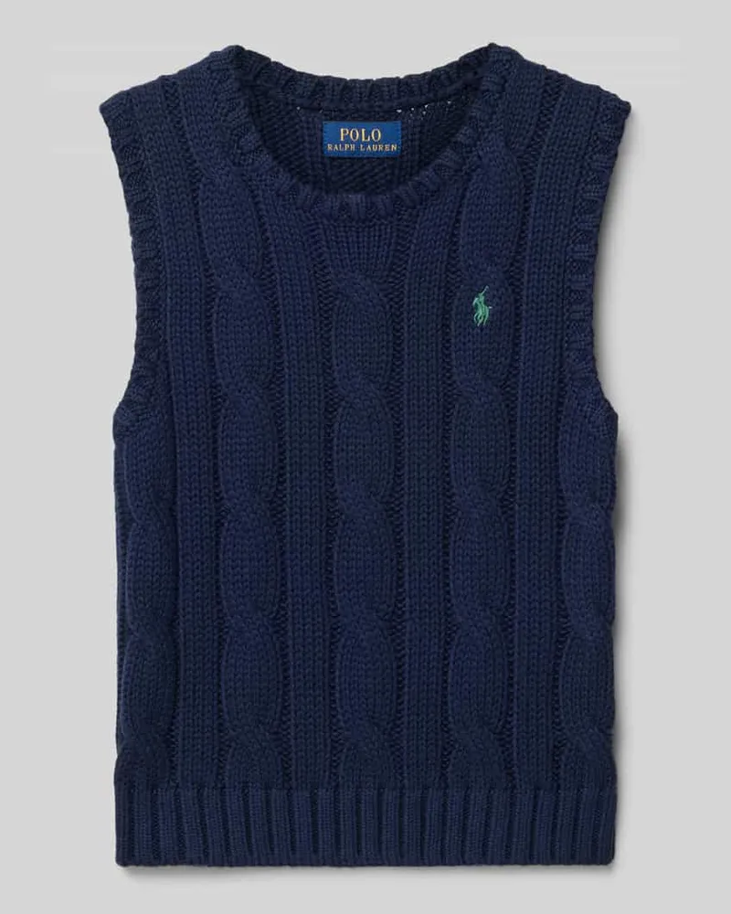 Ralph Lauren Regular Fit Pullunder in Strick-Optik mit Logo-Stitching Marine