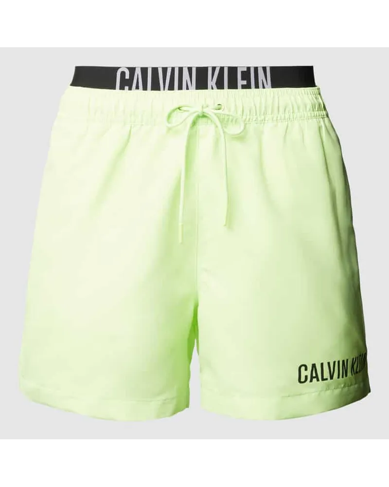 Calvin Klein Badehose mit elastischem Label-Bund Neon