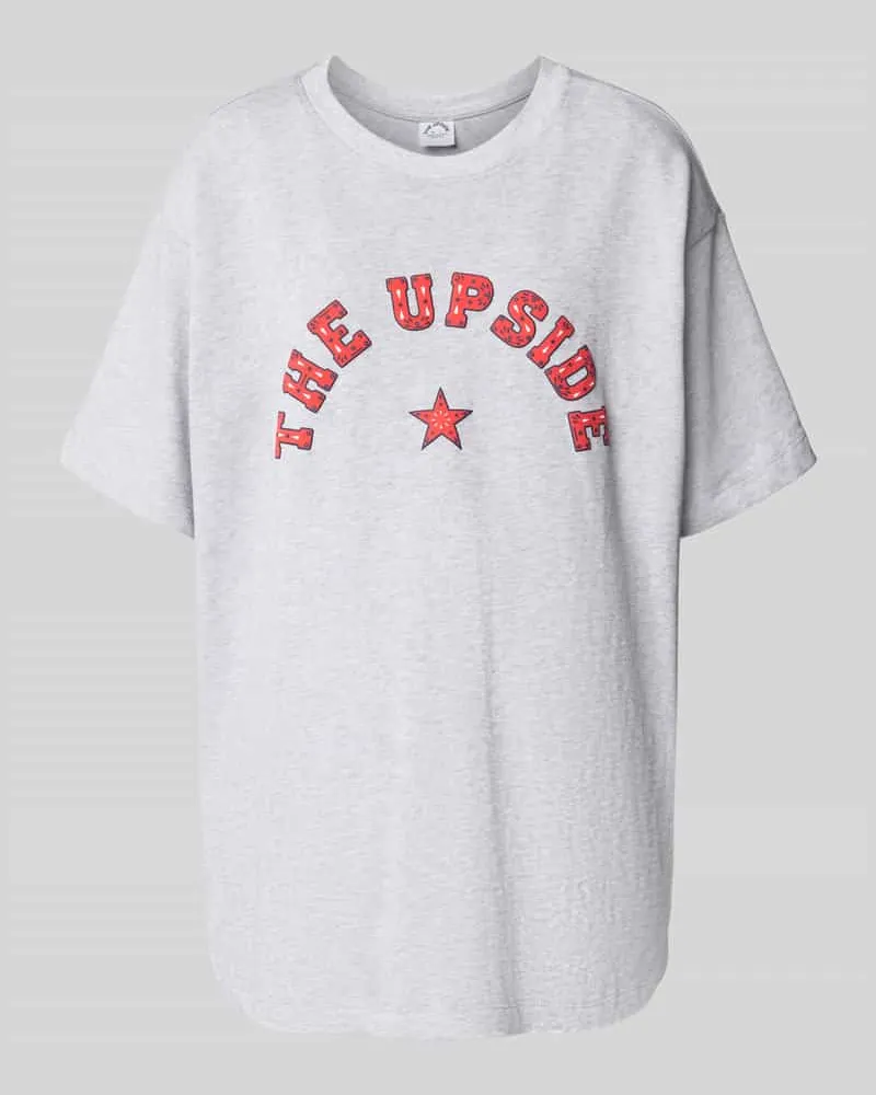 The Upside Oversized T-Shirt mit Label-Print und Rundhalsausschnitt Hellgrau